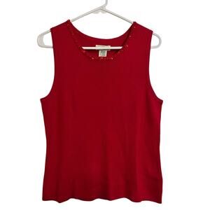 Vintage Yarnworks Beaded Red Sweater Tank Top Women’s Medium Cotton Minimal